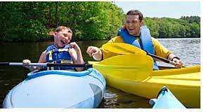 Father & Son Enjoying a Day Kayaking